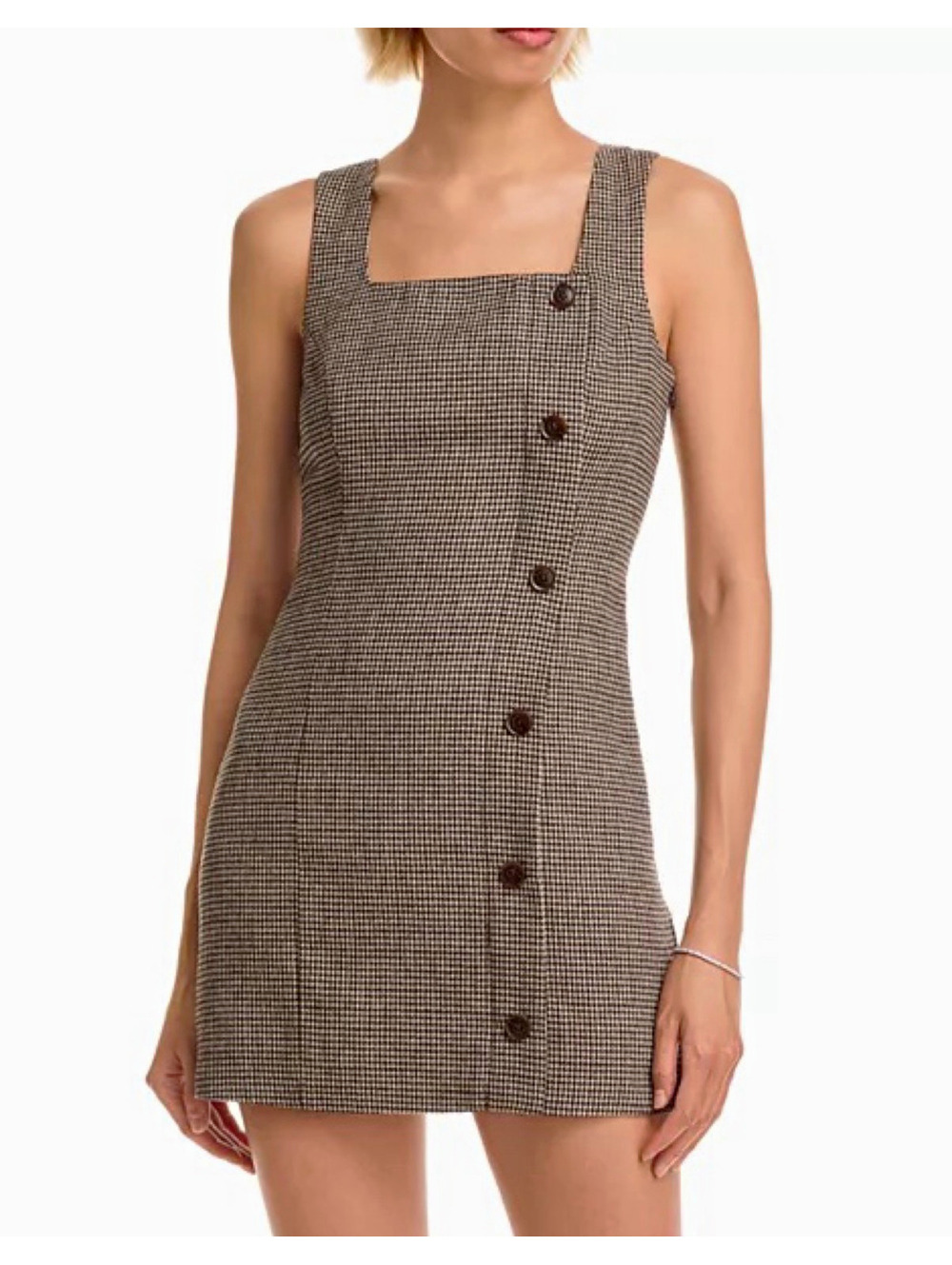 NWT French Connection Houndstooth Tweed Square Neck Mini Dress 10 #1044